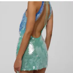 Rat & Boa Kiki Sequin Blue Green Halter Mini Size S AU 8 for rent on The Volte - image 3
