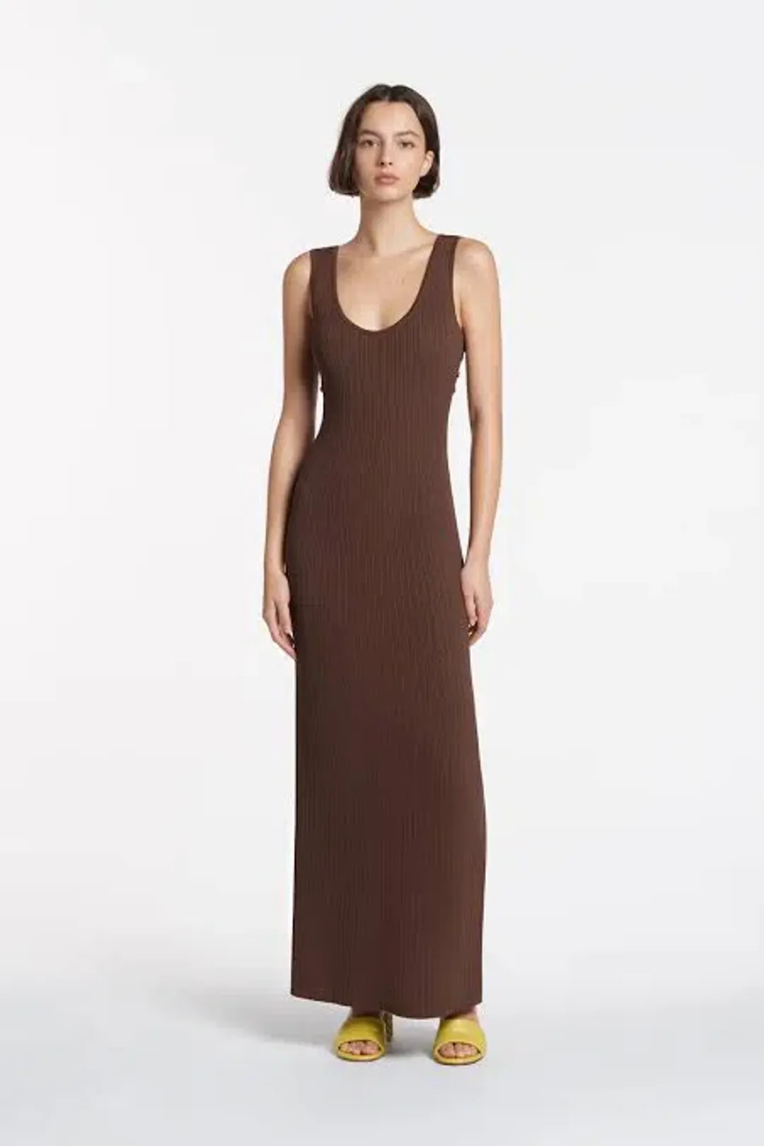 SIR THE LABEL SYLVIE TWIST DRESS CHOCOLATE SIZE AU 8 for rent on The Volte - main image
