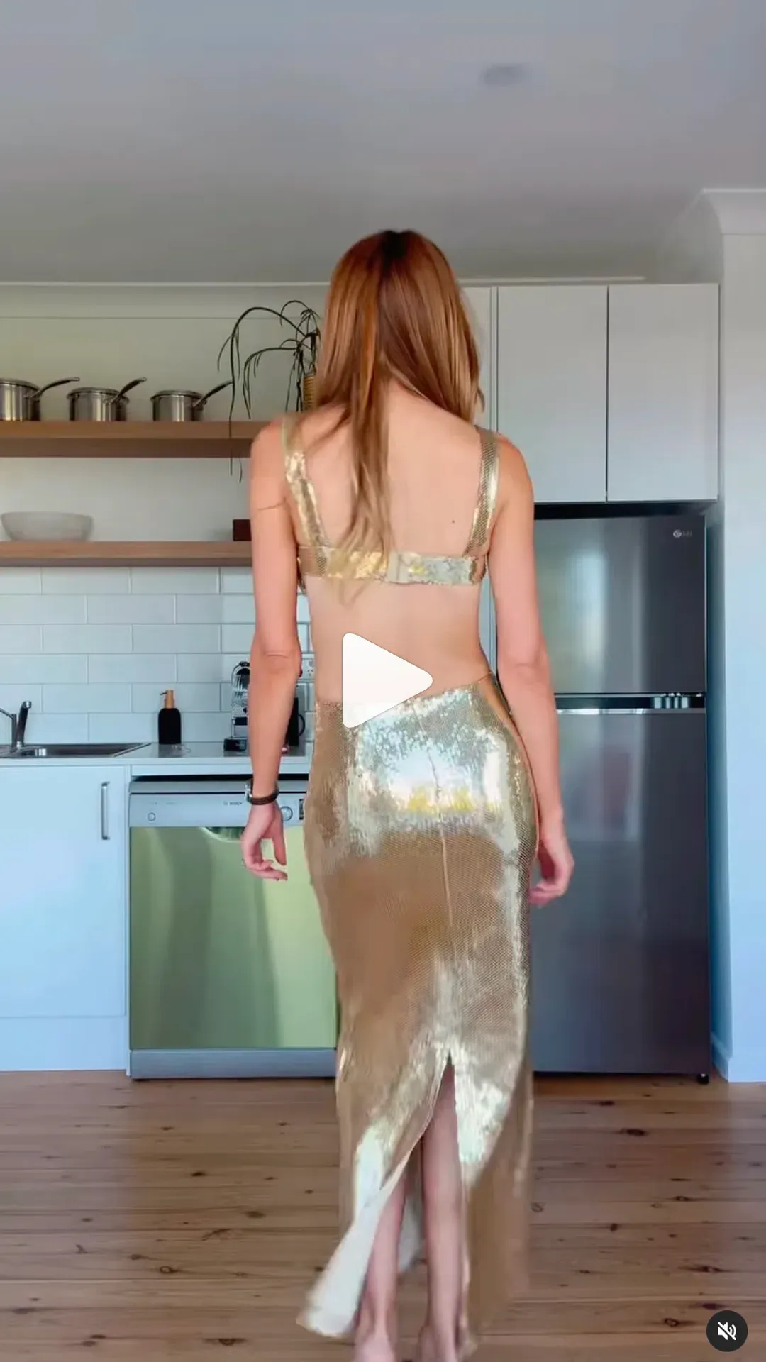 Meshki Sequin Cut Out Maxi DressGold Size 8 for rent on The Volte - main image