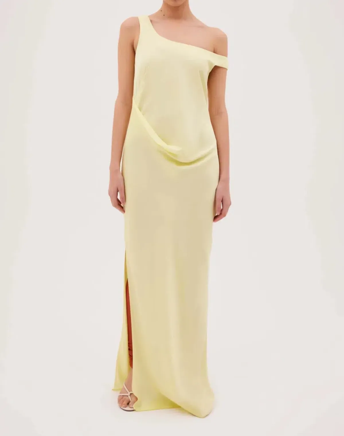 Bianca Spender Leonora Satin Crepe in Lemon Yellow Butter Dress size 2 / 10 AU - Image 1