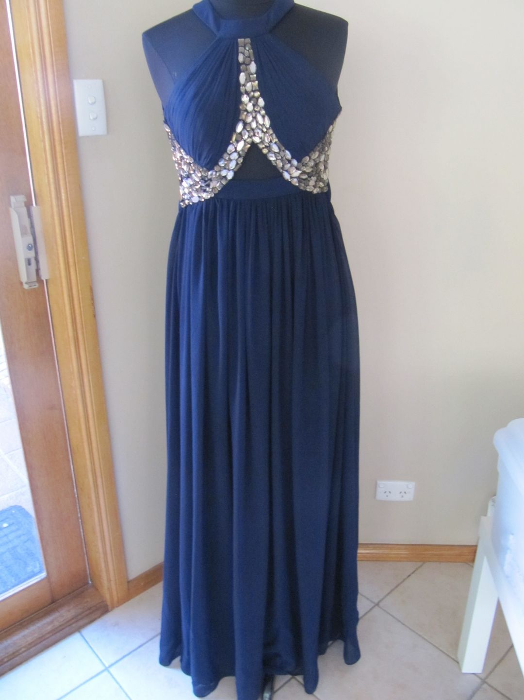 Bariano Embelished cut out gown Dress Navy Size 10 for rent on The Volte - main image