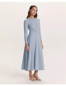Saba Xanthe Long Sleeve Twist Front Midi Dress Blue Size XXS / Size AU 6 for rent on The Volte - image 2