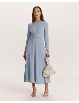 Saba Xanthe Long Sleeve Twist Front Midi Dress Blue Size XXS / Size AU 6 for rent on The Volte - image 1