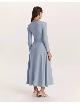 Saba Xanthe Long Sleeve Twist Front Midi Dress Blue Size XXS / Size AU 6 for rent on The Volte - image 3