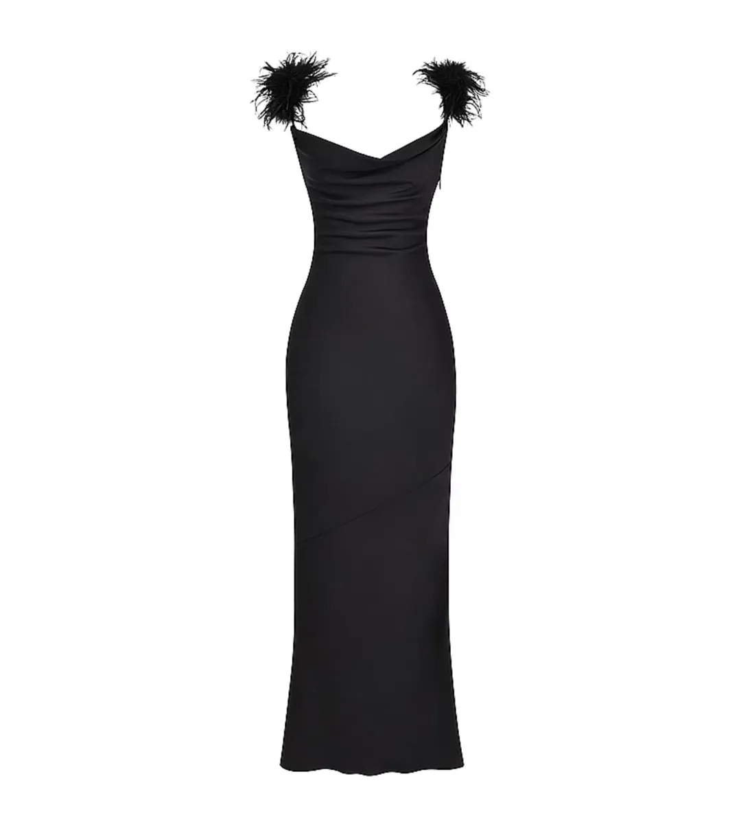 House Of CB Tabitha Black Satin Maxi Dress Black Size 6/XS for rent on The Volte - main image