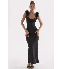 House Of CB Tabitha Black Satin Maxi Dress Black Size 6/XS for rent on The Volte - image 3