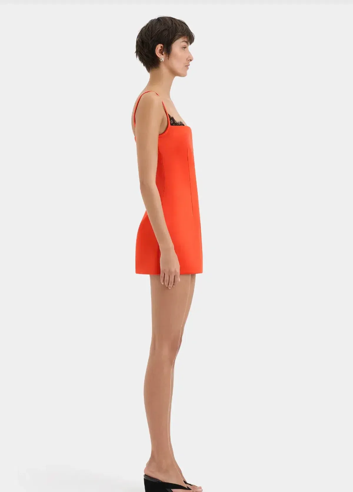 Poppy Contoured Mini Dress in Tangerine - Image 7