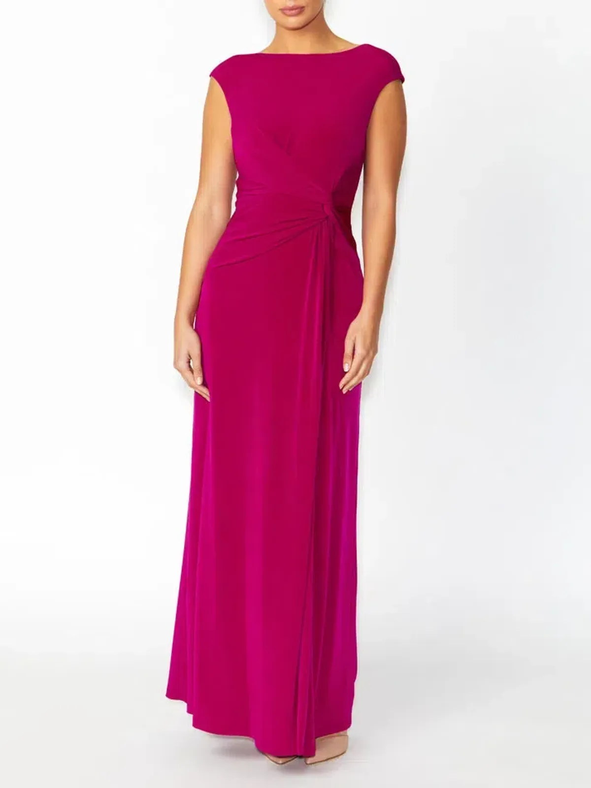 Anthea Crawford Tiffany Fuchsia Jersey Maxi Gown Fuchsia Size 14 - Image 3