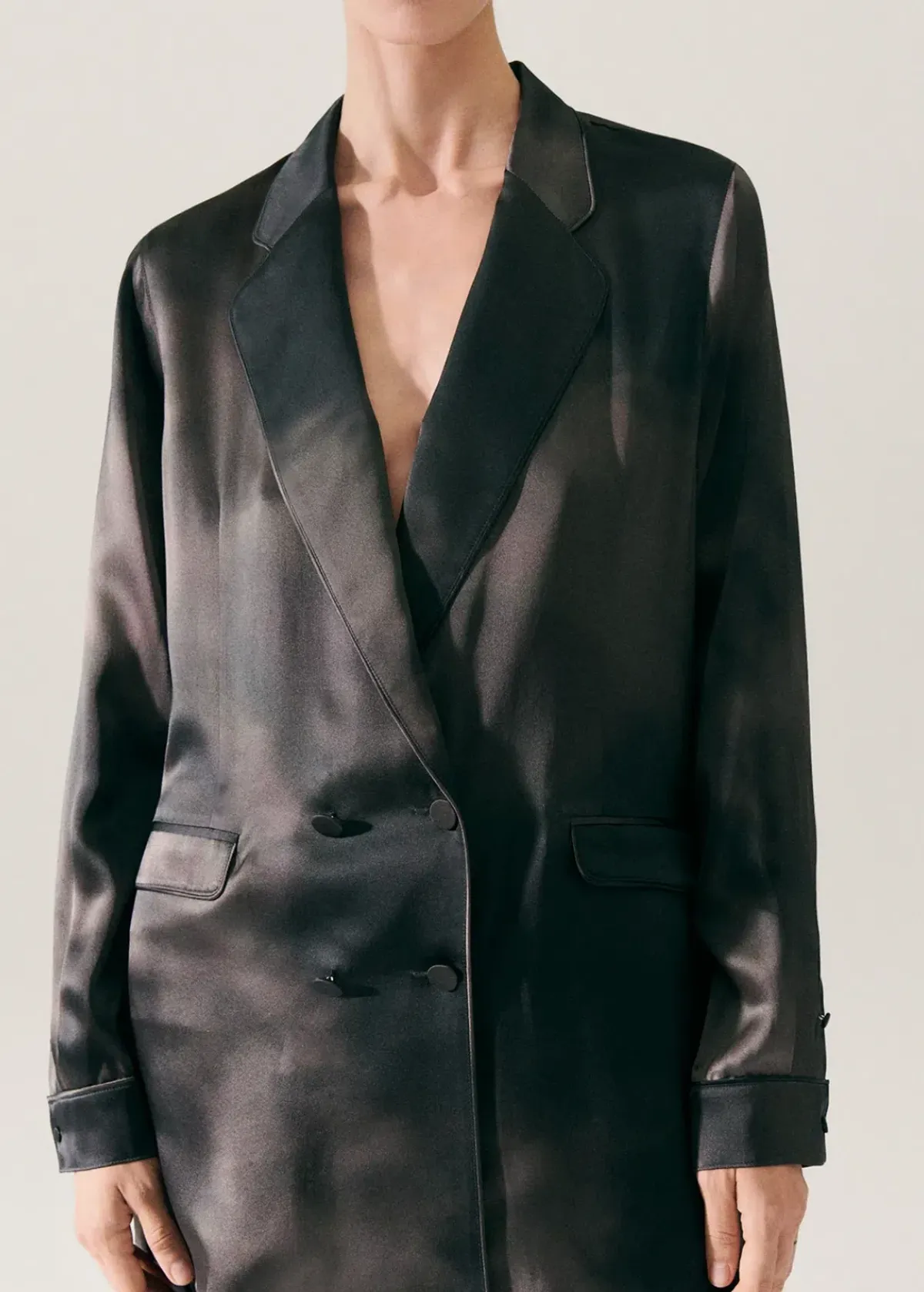 Silk Laundry Relaxed Blazer Black Size 8 - Image 5