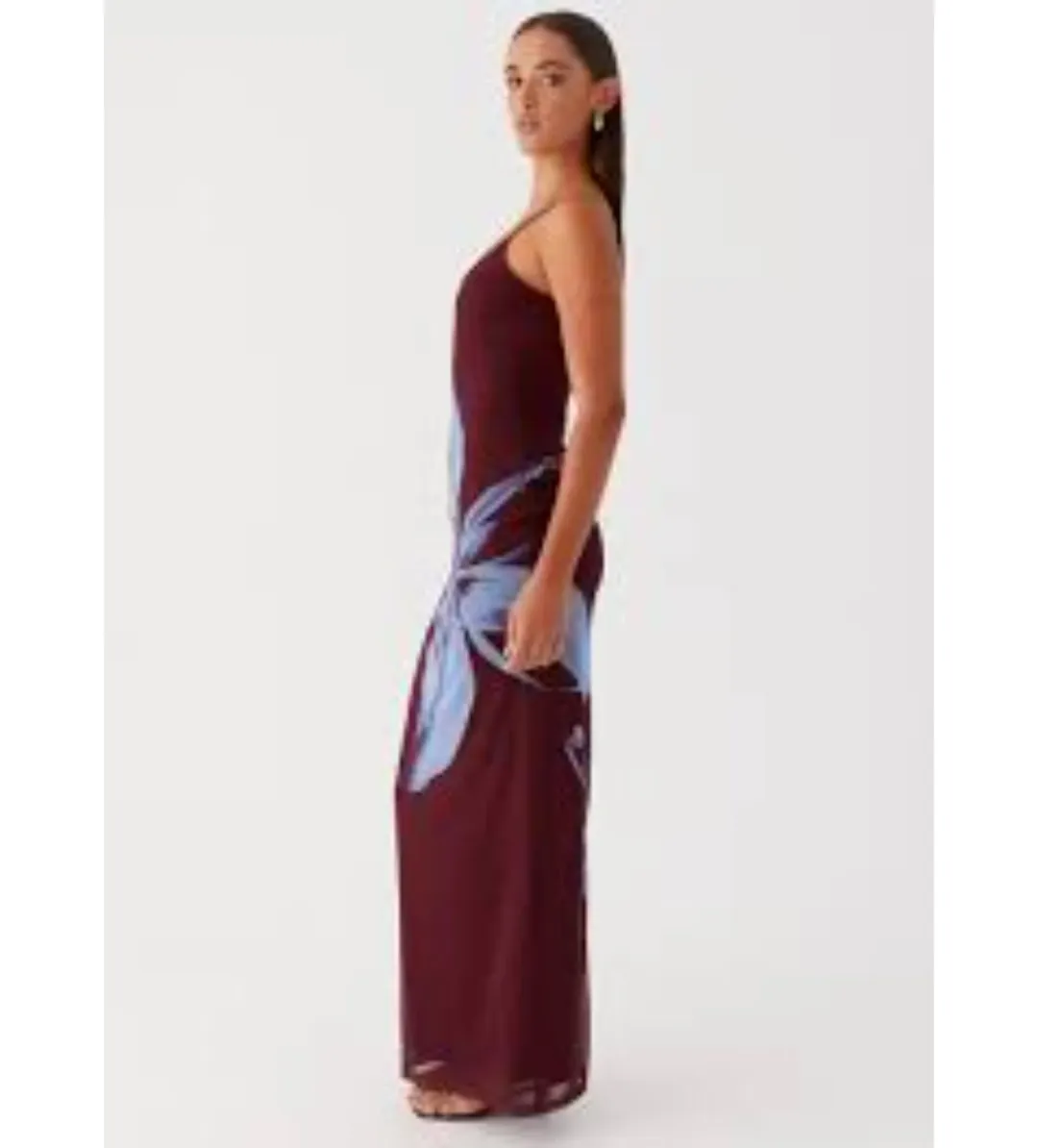 Serene Maxi Dress - Brown Purple Floral Size AU8 for rent on The Volte - main image