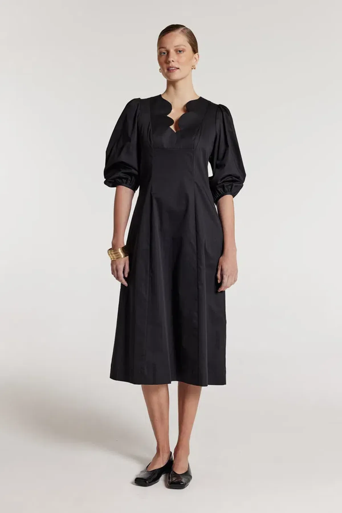 Perri Cutten Eloise Midi Dress Black Size AU 12 - Image 1