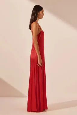 Shona Joy Moraya Dropped Waist Maxi Dress Chilli Size 12 for rent on The Volte - image 4