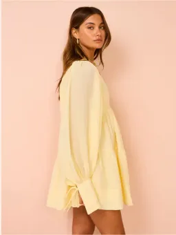 Shona Joy Limon Long Sleeve Mini Dress Yellow Size AU 10 for rent on The Volte - image 3