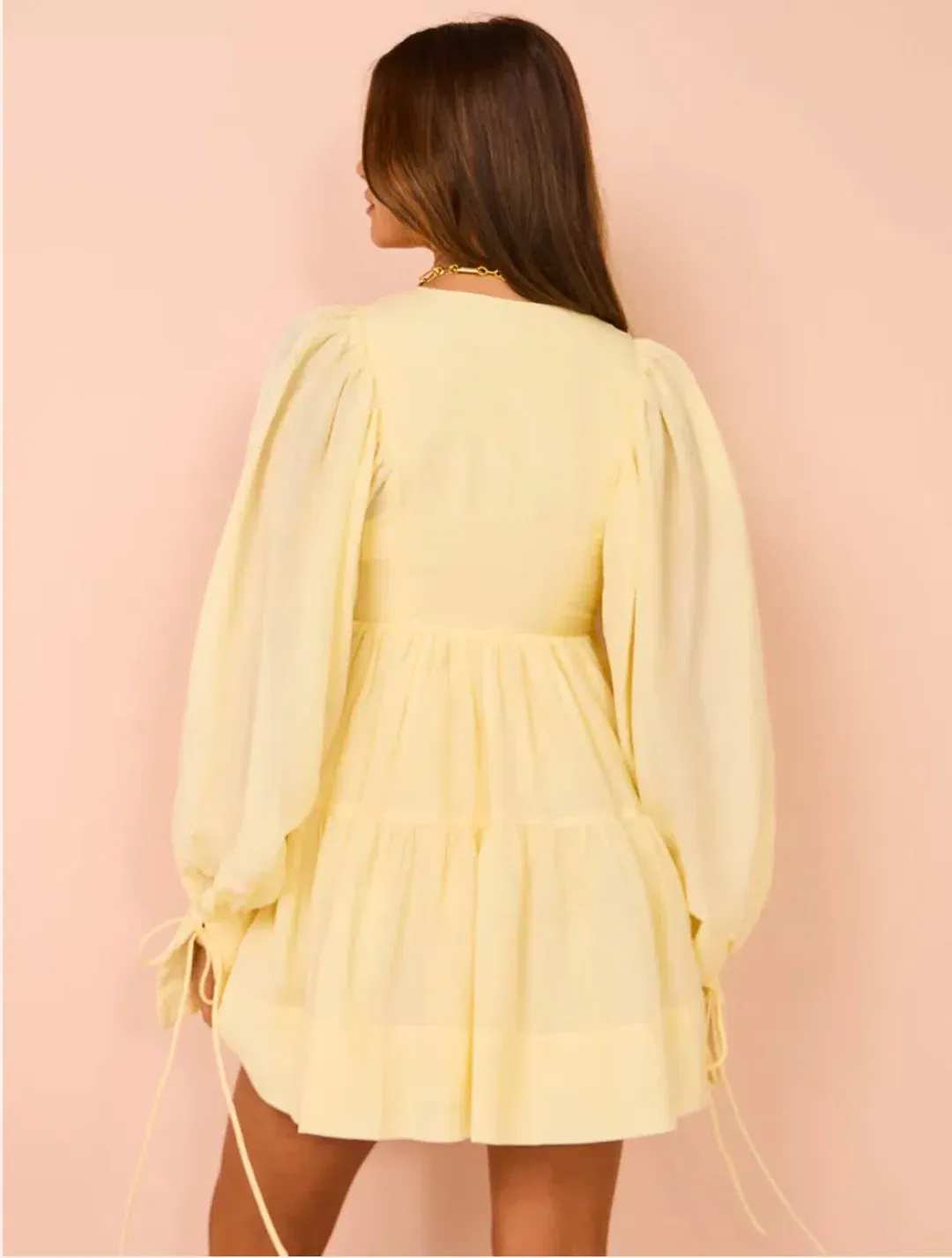 Shona Joy Limon Long Sleeve Mini Dress Yellow Size AU 10 for rent on The Volte - main image
