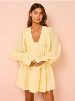 Shona Joy Limon Long Sleeve Mini Dress Yellow Size AU 10 for rent on The Volte - image 4