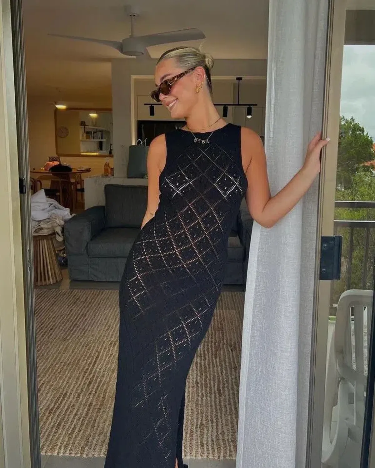 Dissh Sorrento Crochet Maxi Dress Black Size 10 for rent on The Volte - main image