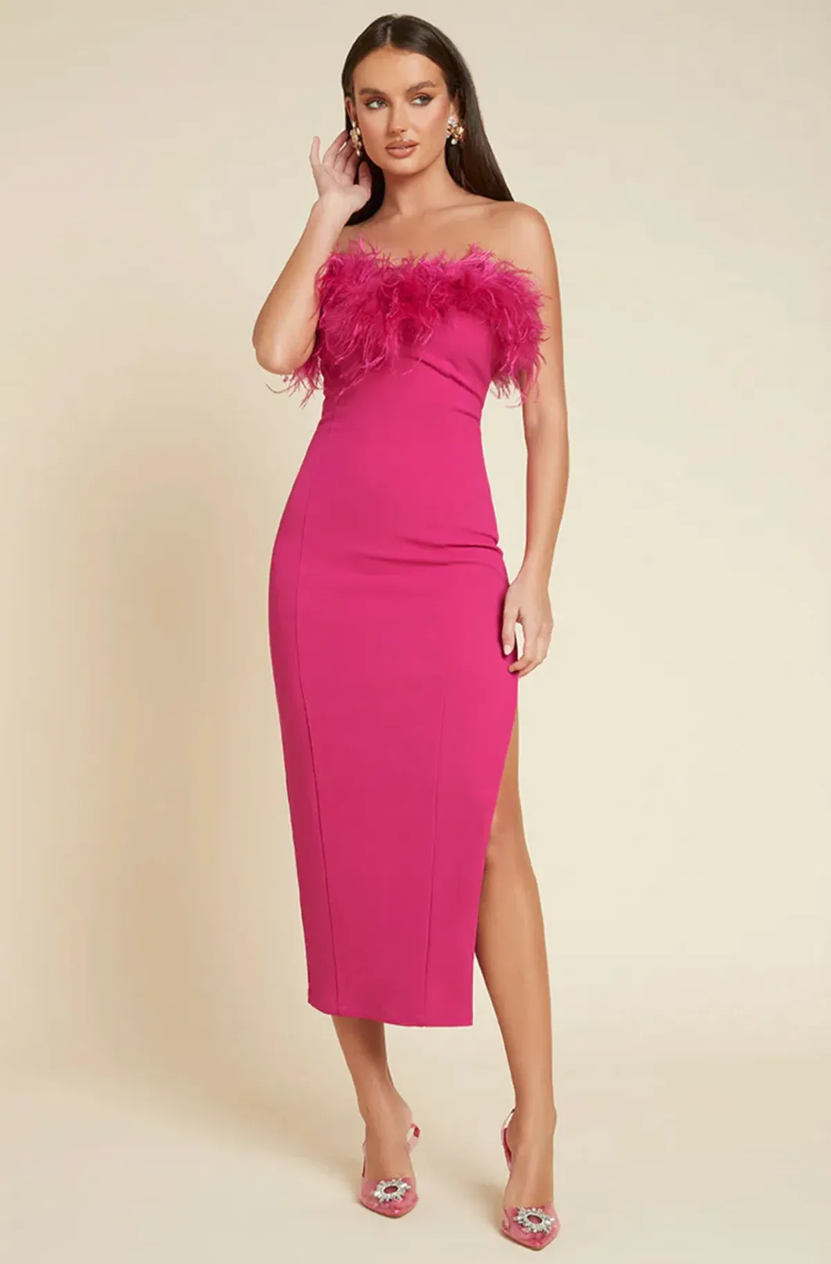 Runaway the Label Valentina Midi Dress Fuchsia Size 6 - Image 1