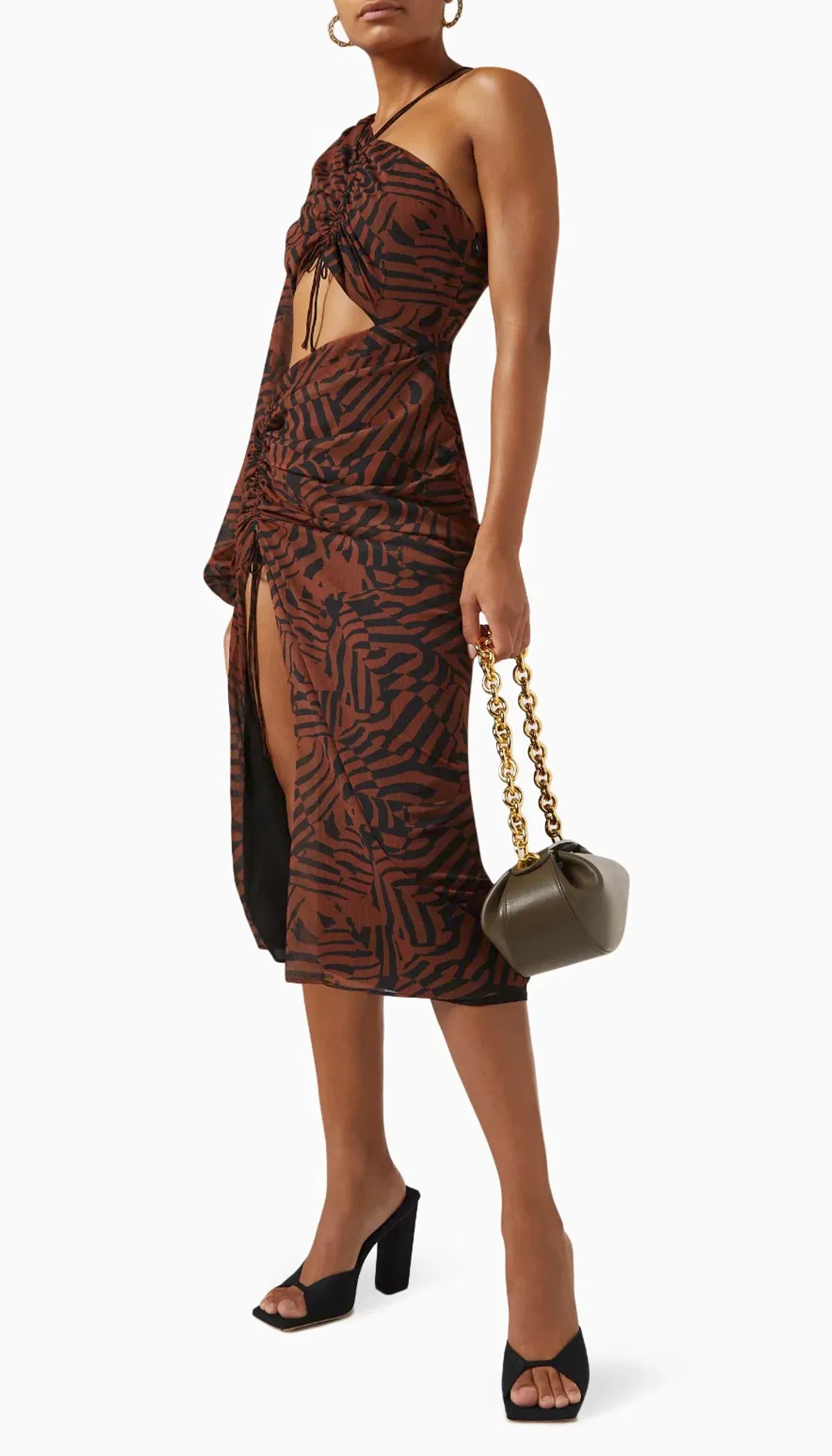 MISHA Bernadette Zebra Print Midi Dress Brown Size 8 - Image 2
