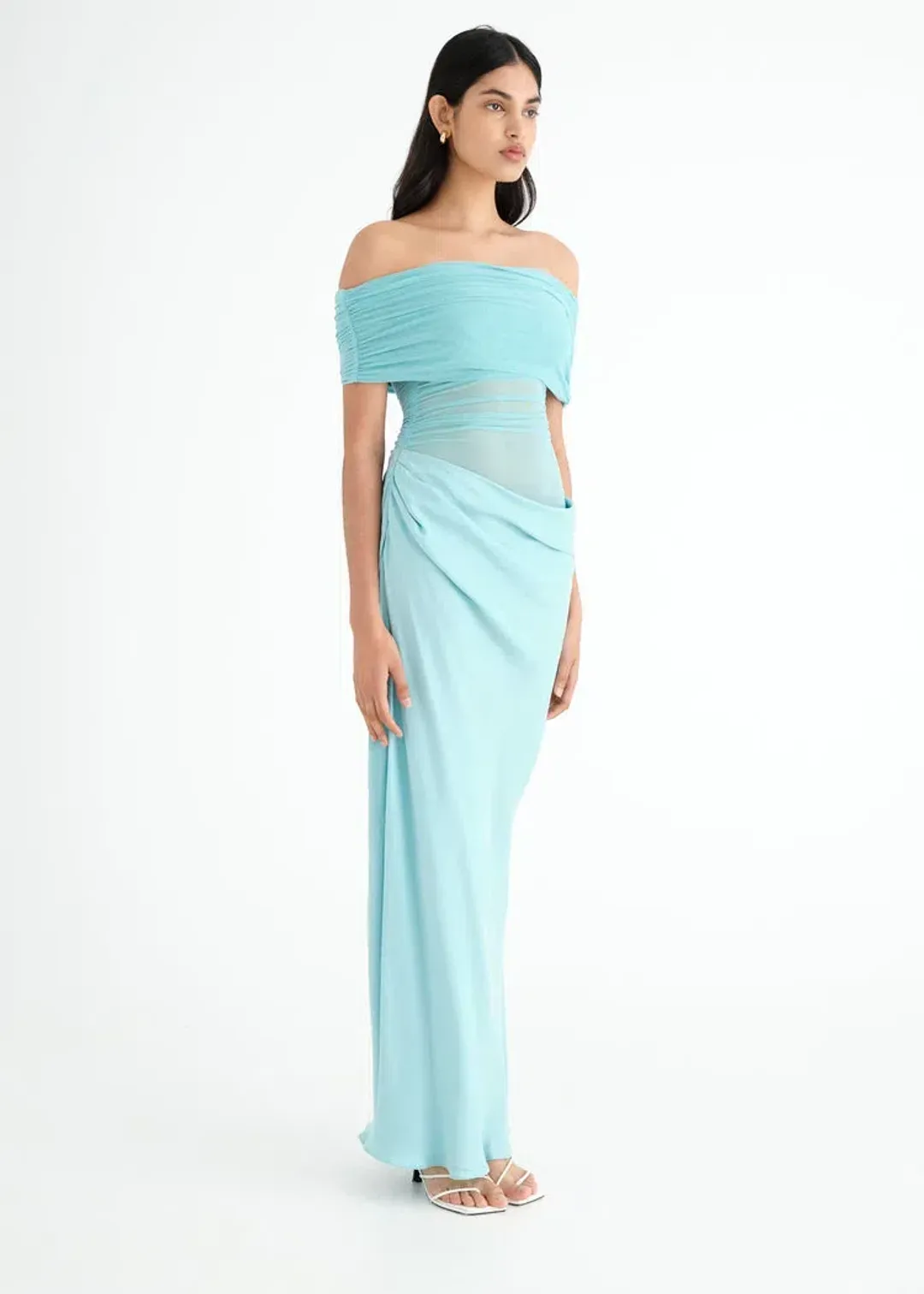 Benni Nico Off Shoulder Maxi Dress Blue Size 8 for rent on The Volte - main image