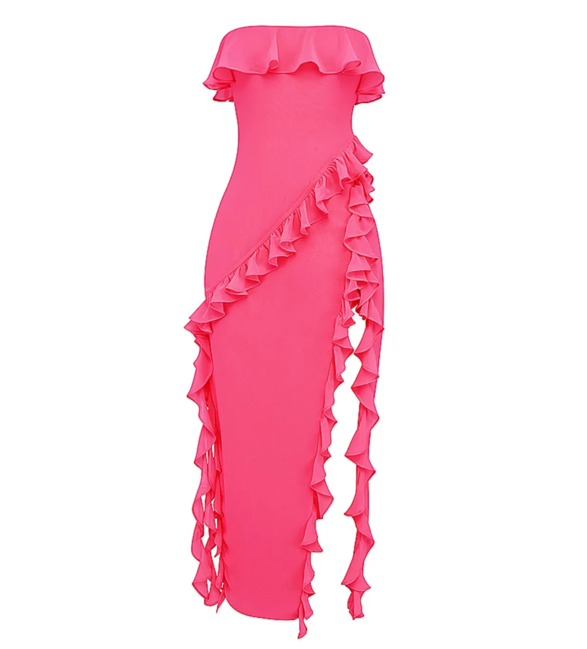 House of CB Sarina Ruffle Maxi Dress Fuchsia Size XS / AU 6 - Image 4