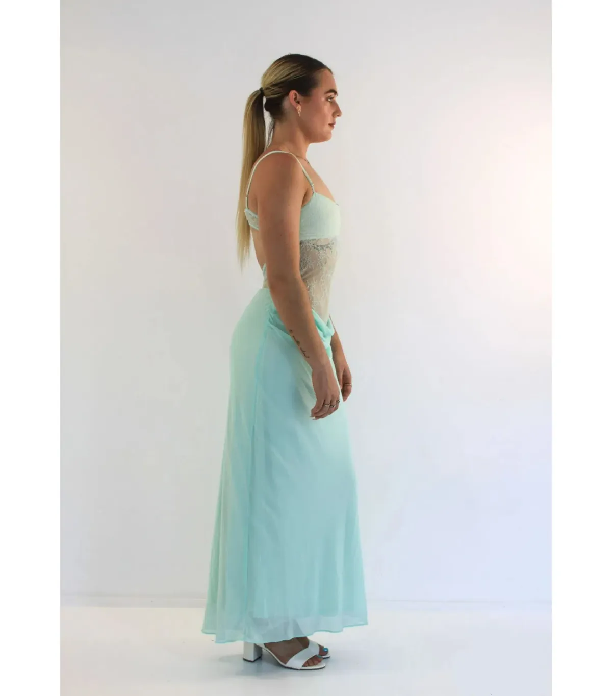 Benni Gabriel Maxi Dress Turquoise Sorbet Size AU 10 - Image 2
