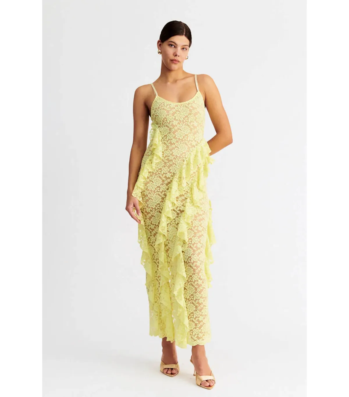 Suboo Gemma Strappy Maxi Dress Soft Lemon Size AU 8 - Image 1