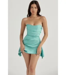 House of CB Jasmine Draped Strapless Corset Dress Jade Size M / AU 10 for rent on The Volte - image 2