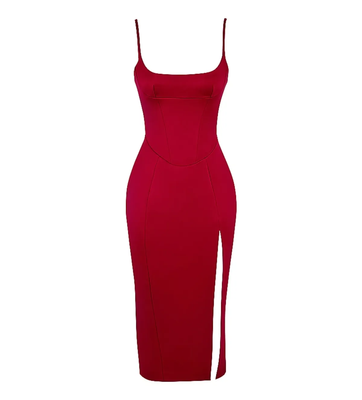 House Of Cb Casimira Wine Satin Corset Midi Dress Red Size 8 - Image 9
