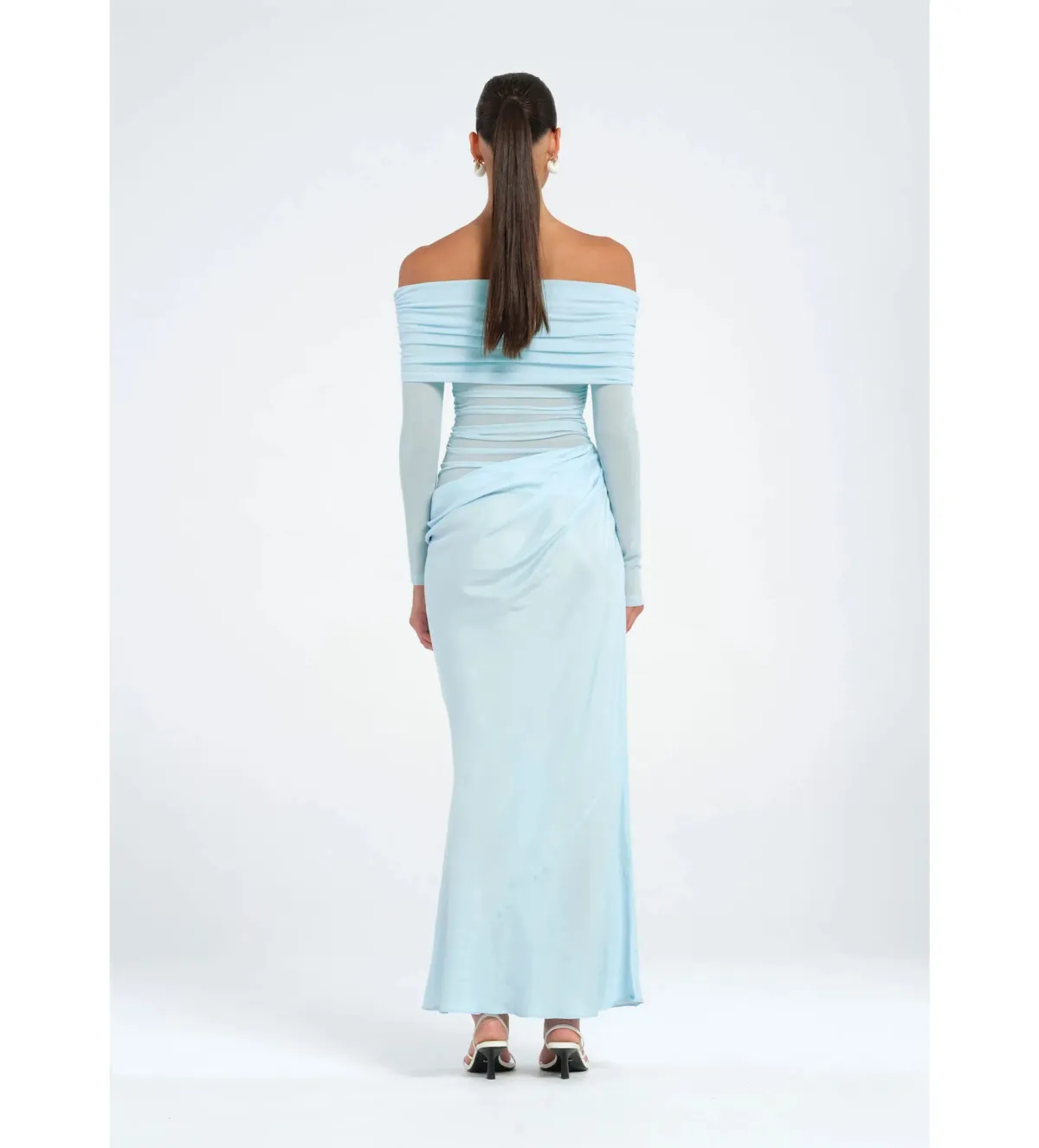 Benni Yasmin Off Shoulder Maxi Dress Baby Blue Size 6 - Image 3