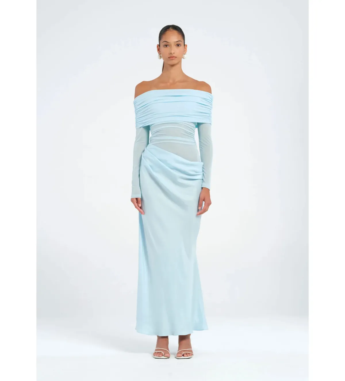 Benni Yasmin Off Shoulder Maxi Dress Baby Blue Size 6 - Image 1