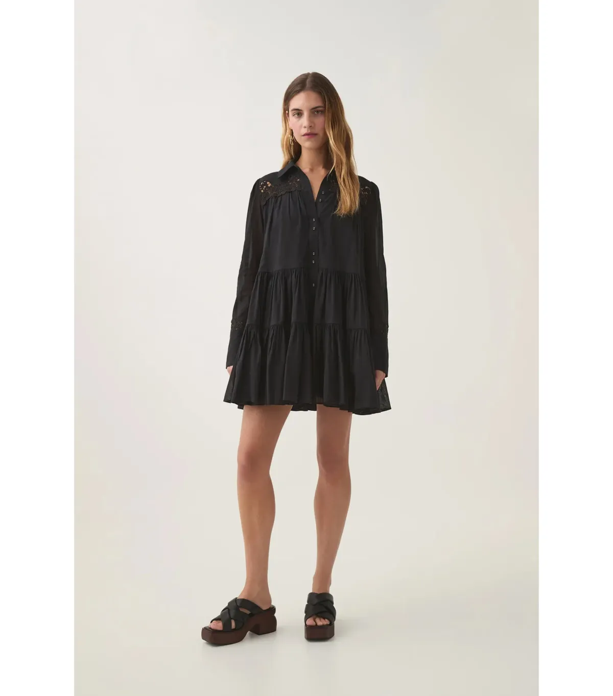 Aje Charmer Lace Trim Mini Dress Black Size AU 6 - Image 1