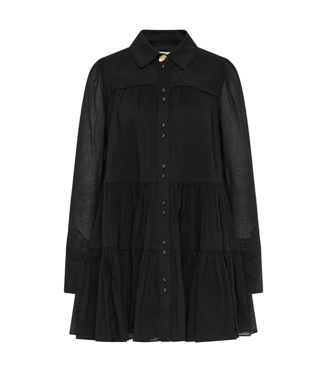 Aje Charmer Lace Trim Mini Dress Black Size AU 6 for rent on The Volte - main image