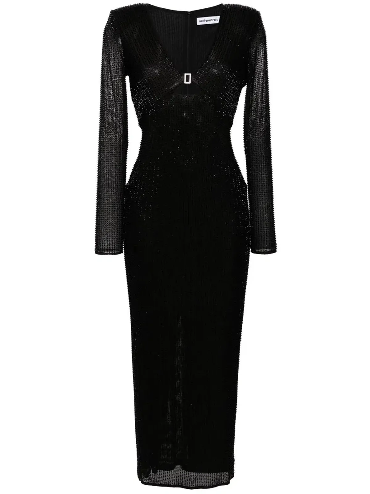 Self Portrait Beaded Mesh Midi Dress Black Size 10 - Image 5