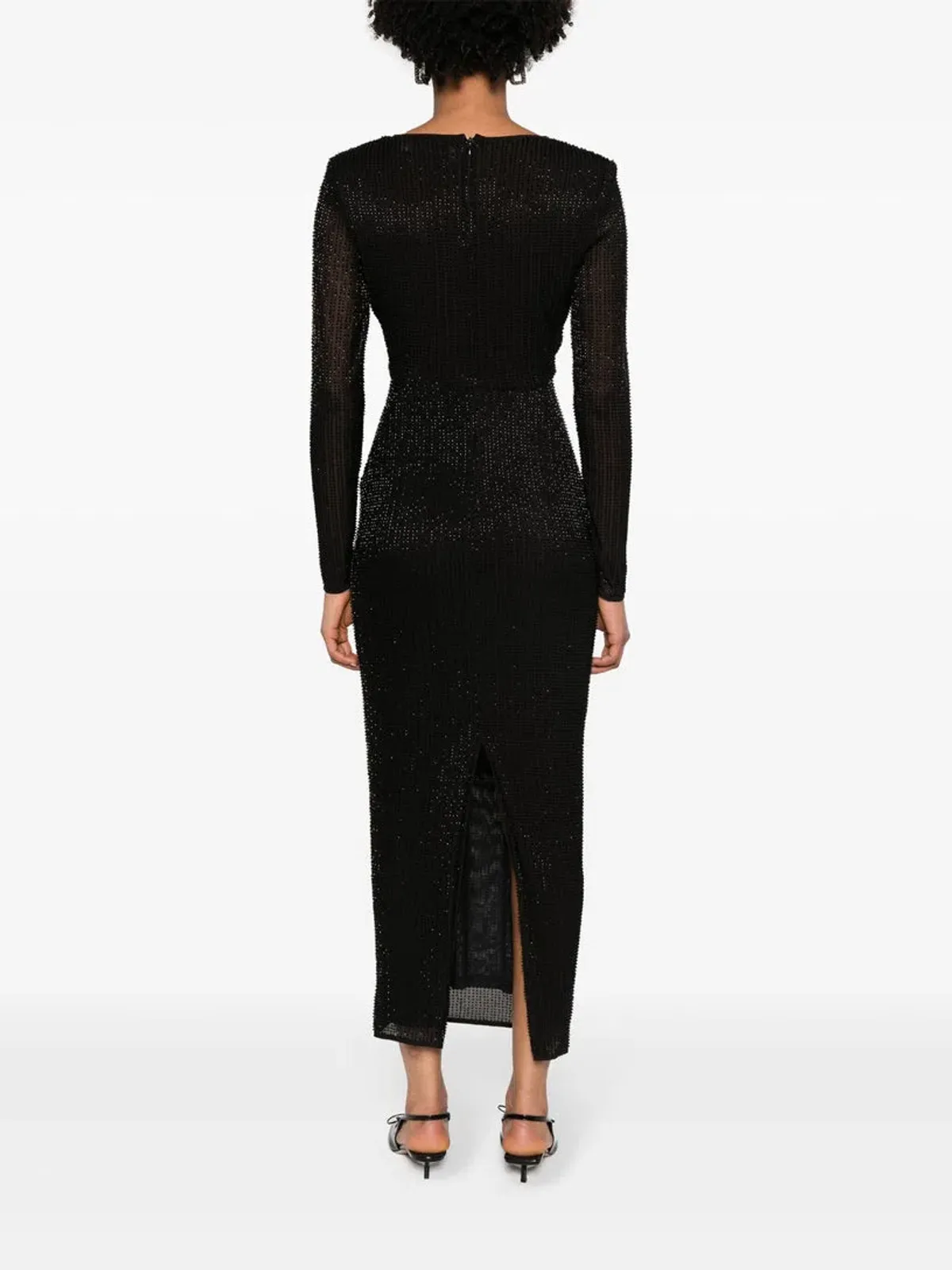 Self Portrait Beaded Mesh Midi Dress Black Size 10 - Image 7