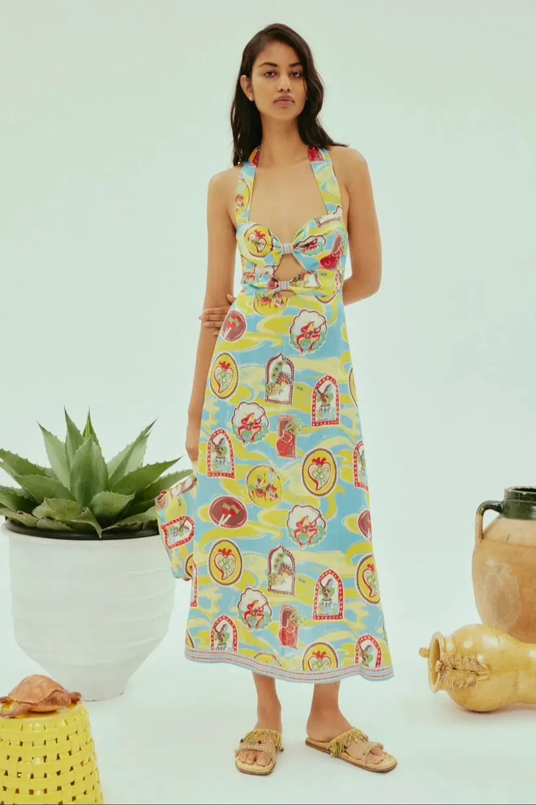 Alemais Emilio Midi Dress Print Size 10 for rent on The Volte - main image