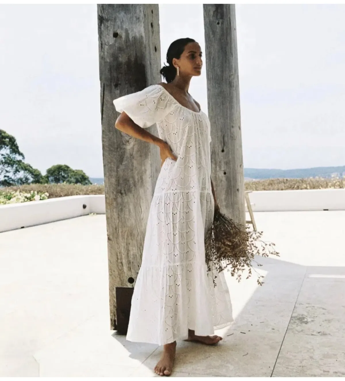 Palm Noosa Amalfi Broderie Anglais Maxi Dress White Size AU 10 - Image 3