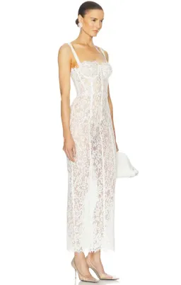 Helsa Lace Column Dress White Size 8/XS for rent on The Volte - image 1
