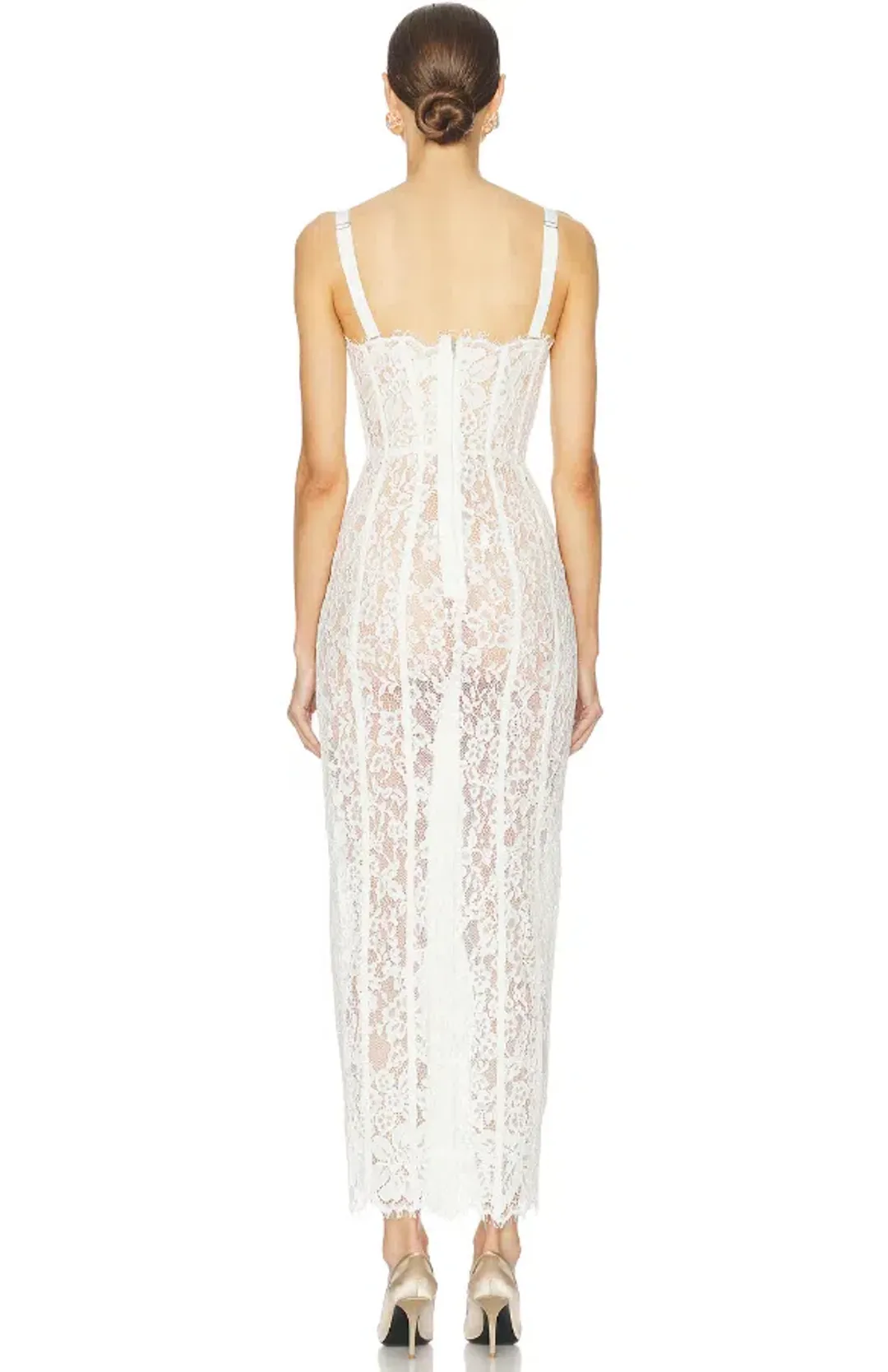 Helsa Lace Column Dress White Size 8/XS for rent on The Volte - main image