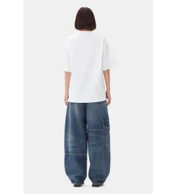 Ganni Heavy Cotton Drop Shoulder Heart T-shirt in White Size S/ AU 8 for rent on The Volte - image 4