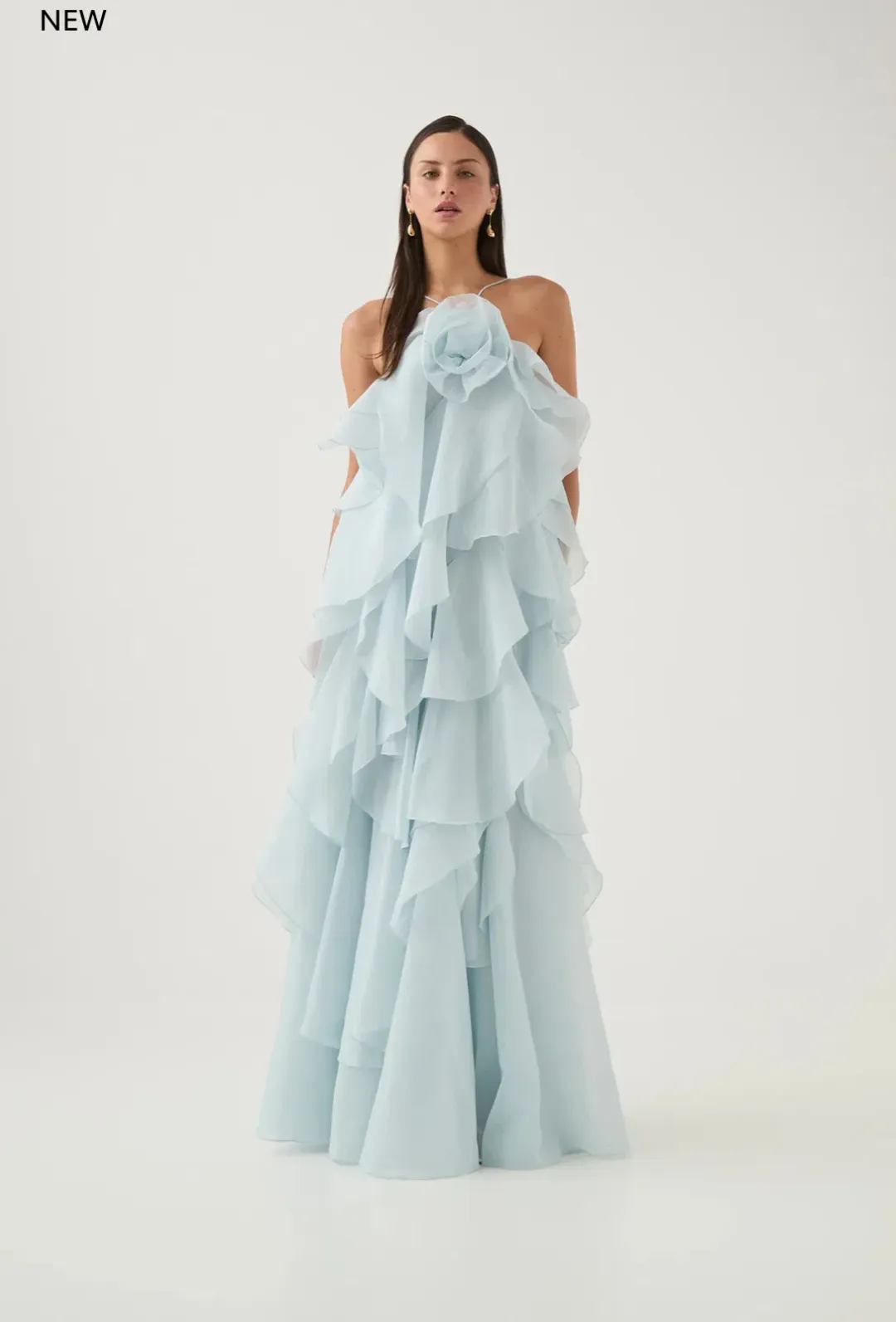 Aje Pandorea Layered Maxi Dress Silver Blue Size AU 6 for rent on The Volte - main image