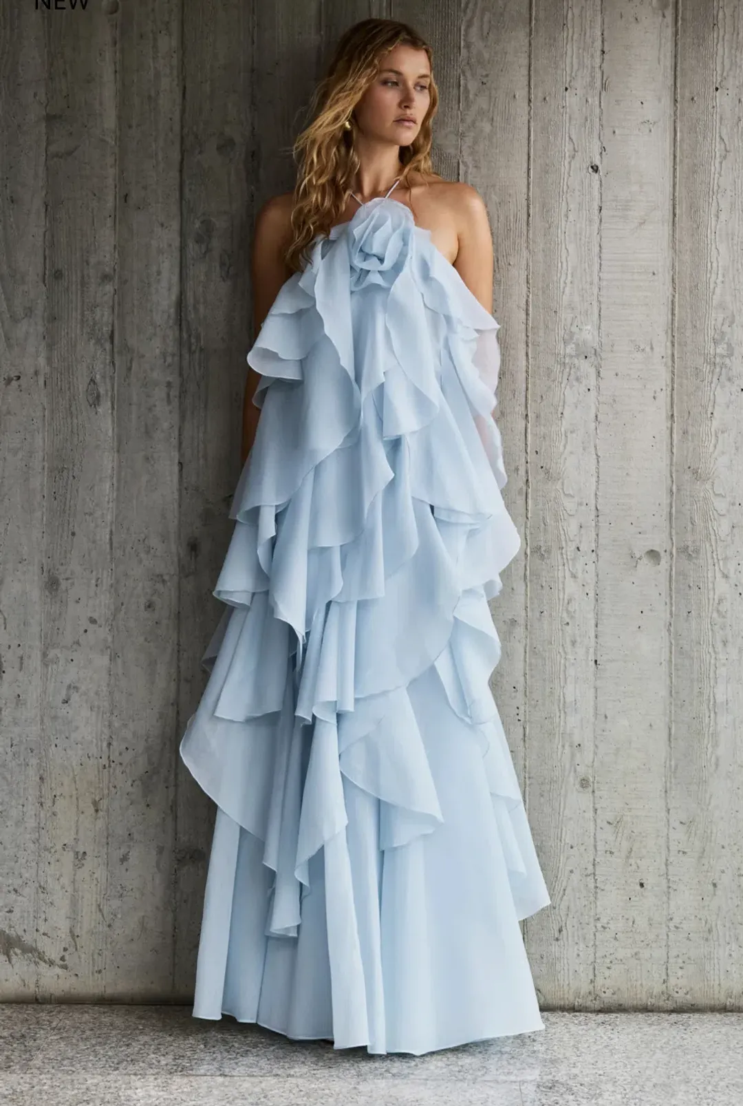 Aje Pandorea Layered Maxi Dress Silver Blue Size AU 6 for rent on The Volte - main image