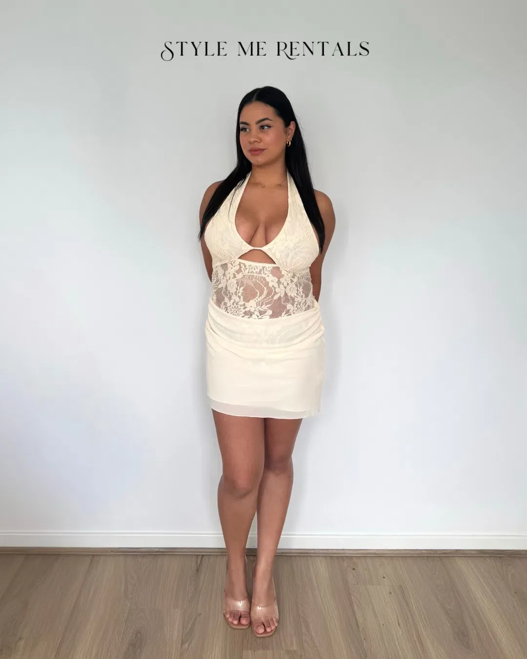 Benni Rocky Seashell Mini Dress White Size AU 10 for rent on The Volte - main image