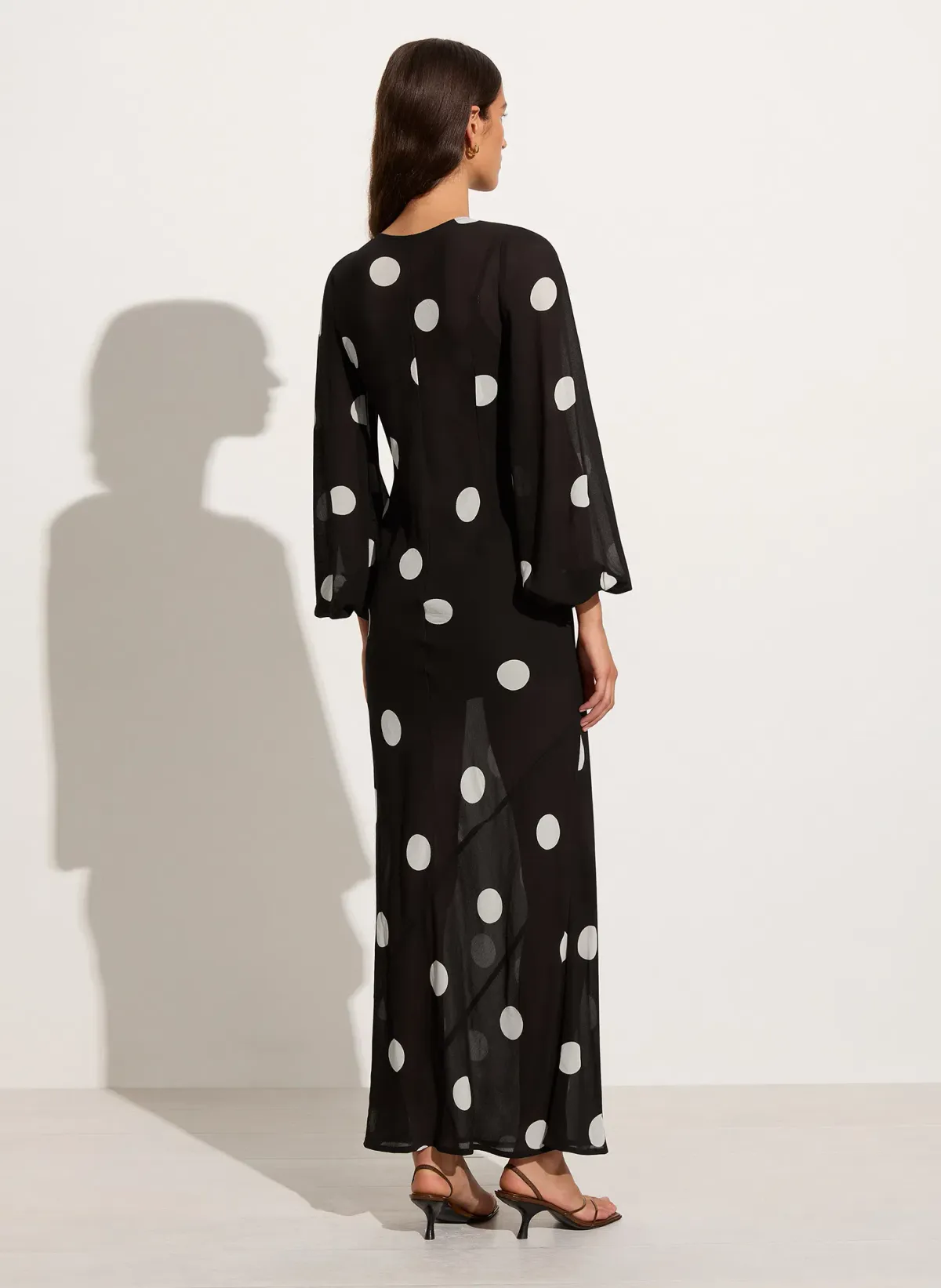 Faithfull The Brand Santos Maxi Dress Veia Polka Dot Chocolate Size AU 8 - Image 4