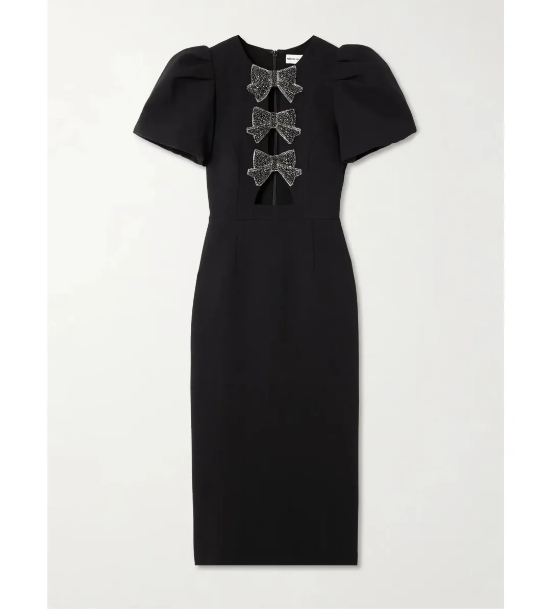 Rebecca Vallance Eliana Puff Sleeve Midi Dress Black Size 10 for rent on The Volte - main image