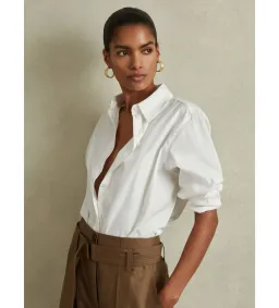 Reiss Jenny-cotton Poplin Shirt In White Size AU 8 for rent on The Volte - image 2
