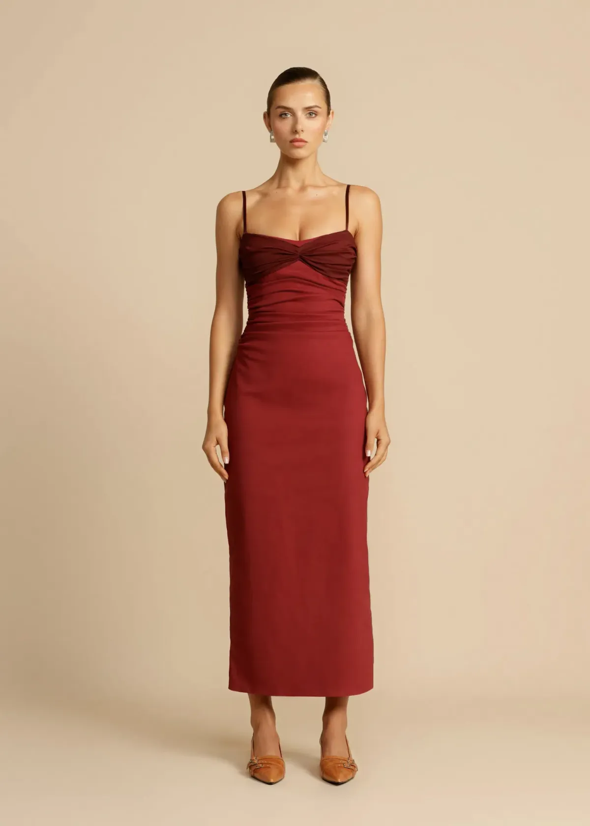 Arcina Ori Kinsley Dress Maxi Burgundy Size AU 8 - Image 4