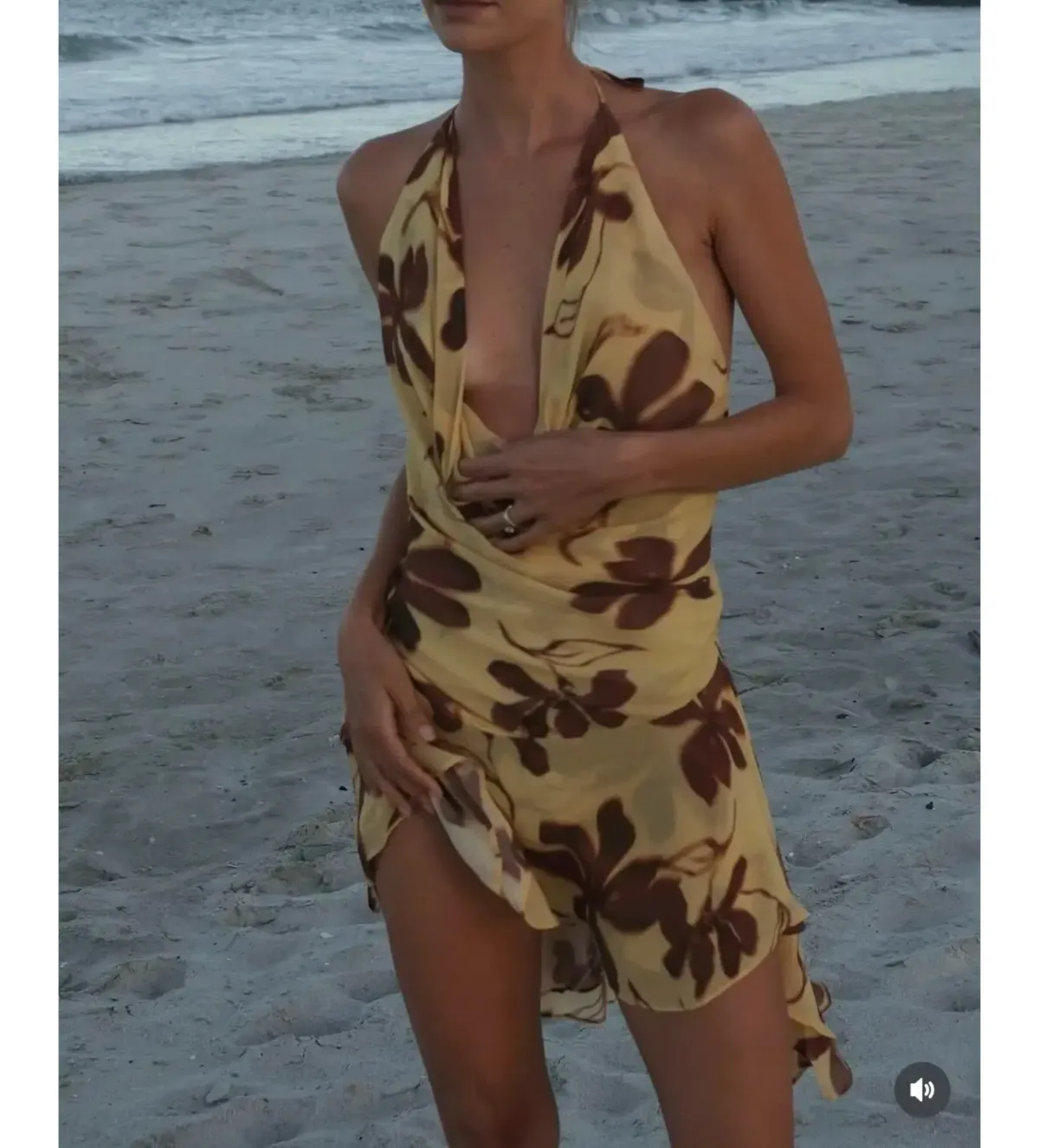 Benni Harlow Halter Dress- Floral- Size 6 for rent on The Volte - main image