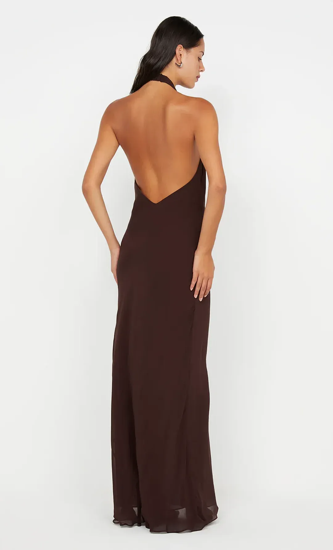 Bec & Bridge Soneva Wrap Dress Chocolate Brown Size 8 for rent on The Volte - main image