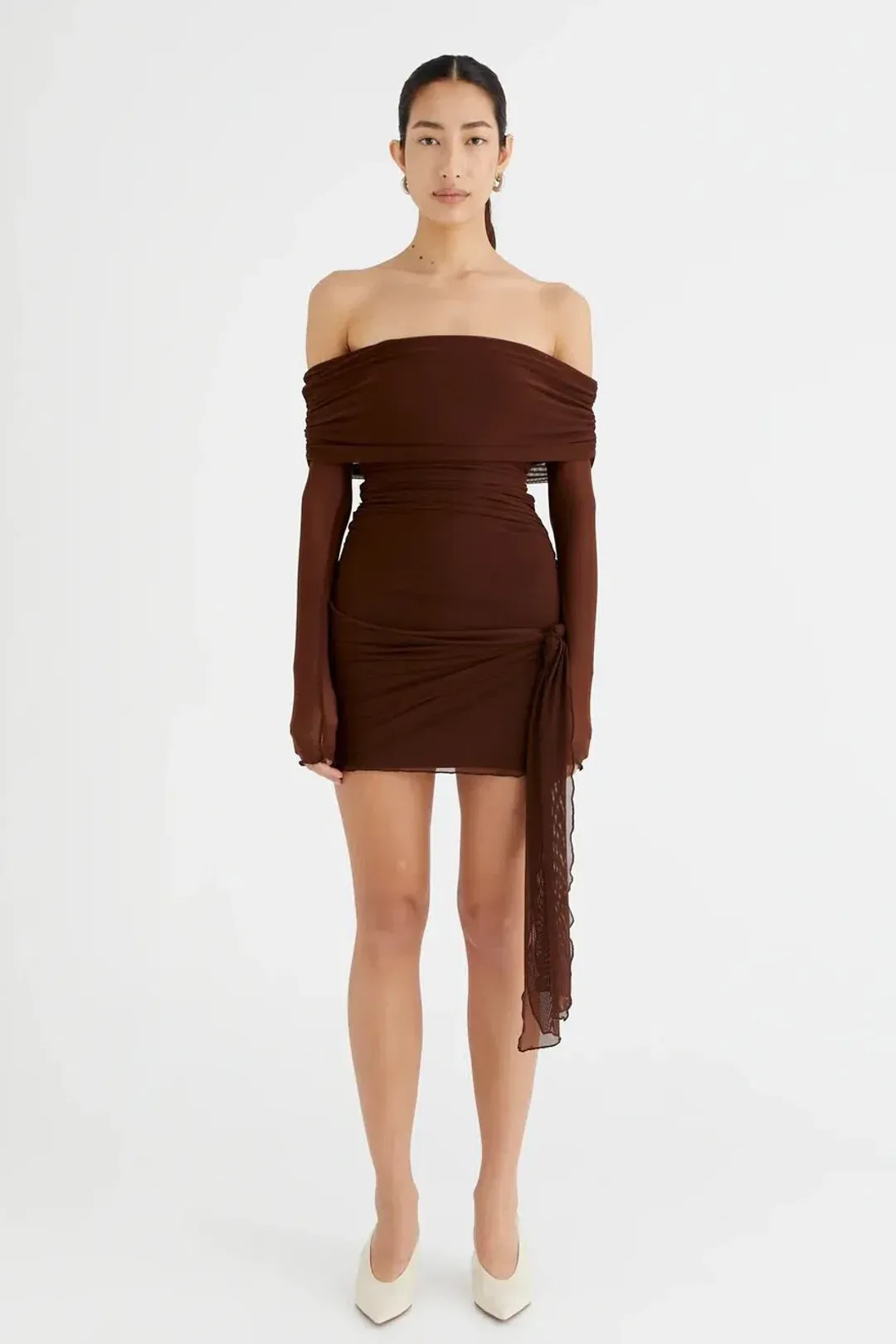 Benni Yasmin Mini Dress- Cocoa- Size 10 for rent on The Volte - main image