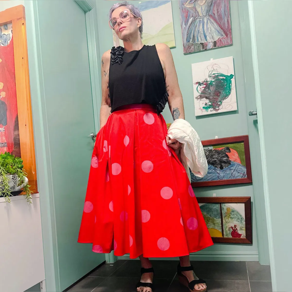 Kate Spade Giant Dot Faille Midi Skirt Orange Print Size 8 US / 12 UK/AU - Image 4